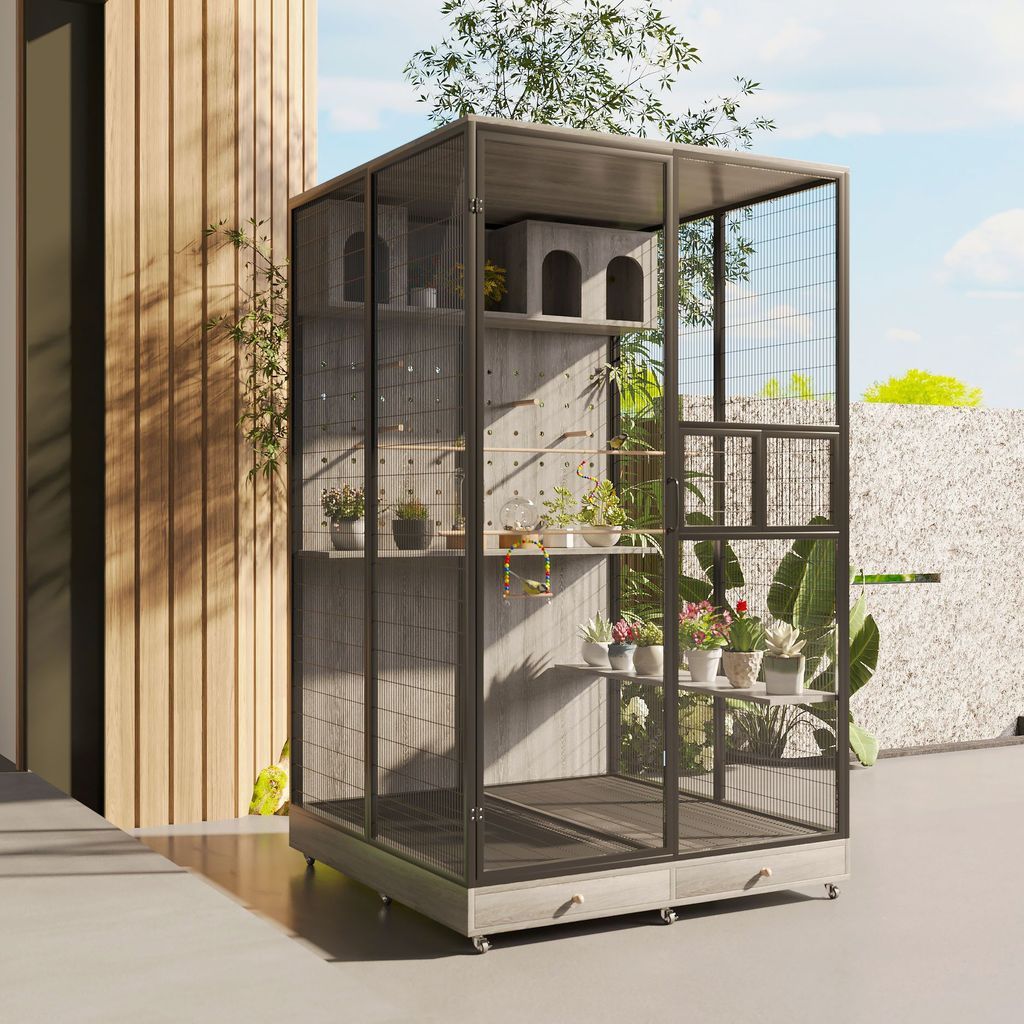 กรงนกกรงนิเวศวิทยาพื้นที่ขนาดใหญ่โปร่งใส ซวนเฟิง นกตาที่สวยงามวิลล่าพื้นที่ขนาดใหญ่กรงนิเวศวิทยาเพาะพันธุ์กรงกลางแจ้ง