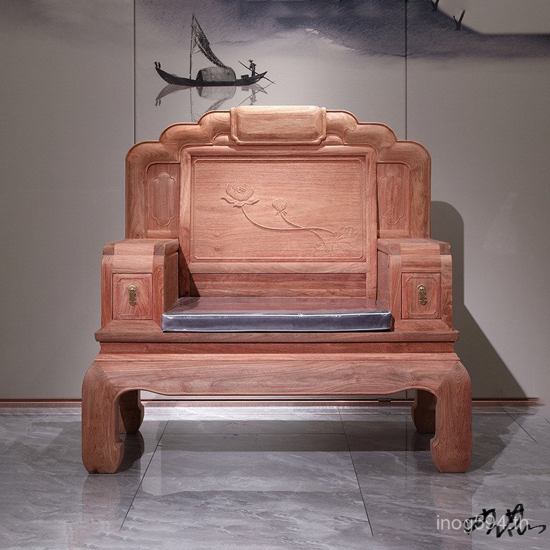 ใหม่สไตล์จีนโลตัสสัมผัสขี้ผึ้งร้อนห้องนั่งเล่นมะฮอกกานีเฟอร์นิเจอร์ ชิงชัน ผสมโซฟาโซฟาพม่าไม้เนื้อแข็งเม่นไม้จันทน์สีแดง ฉ