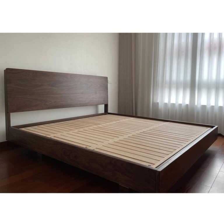 North American Cherry Modern Simple Strong Bedsideless เตียงไม้เนื้อแข็งโรงแรมวอลนัทสีดาเตียงไม้เนื้อแข็งระงับเตียงห้องนอนห้องนอน 6QOF