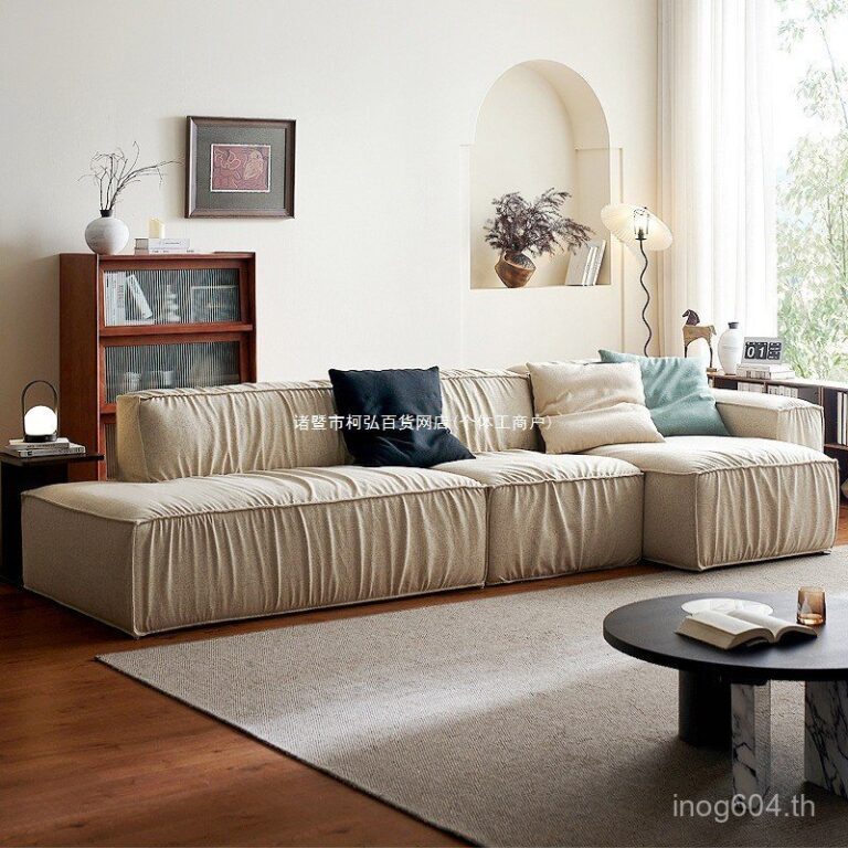 ลงโซฟาโมดูลมุมโซฟาผ้าลินินข ขครีมโซฟาสไตล์โดดเดี่ยวตะวันตกลอยเกาะที่ถอดออกได้เต็มรูปแบบล้างทาความสะอาดได้เดี่ยว บีเอ็นเอชเจ