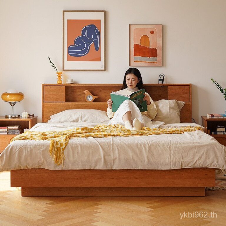 น้ามันขี้ผึ้งไม้15เตียงระงับการจัดเก็บข้าวไม้เนื้อแข็งทั้งหมดเตียงเก็บกล่องคู่เตียง18ไม้เชอร์รี่12 gfzsz