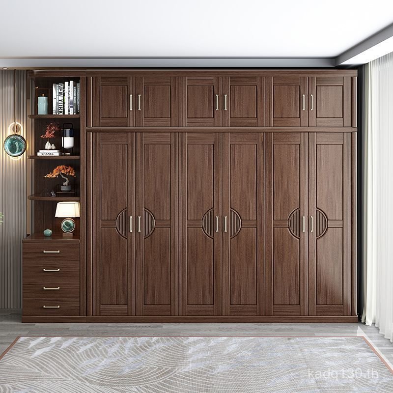 เจ้าของการจัดเก็บแนวนอนแสงหรูหราคลาสสิกประตูโฟลิโอครัวเรือนใหม่สไตล์จีนเพิ่มความสูงตู้เสื้อผ้าตู้เก็บของความจุขนาดใหญ่ไม้เนื้อแข็งหนา