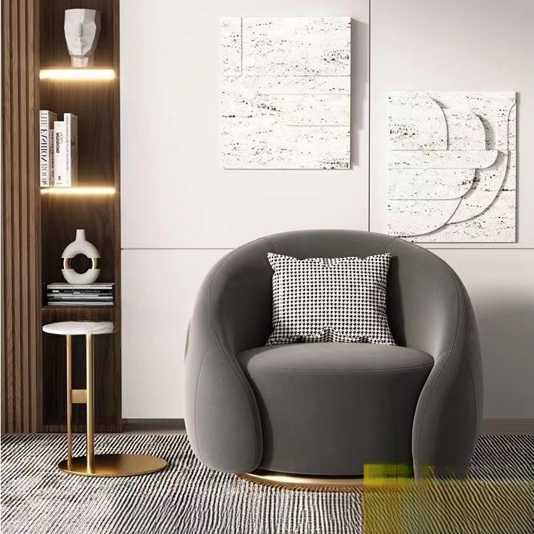 จัดส่งทันที หรูหรา Arc หมุนเก้าอี้โซฟาห้องนั่งเล่นที่ทันสมัยเรียบง่ายระเบียงโรงพยาบาลเก้าอี้พักผ่อนเก้าอี้ผ้าเดี่ยว