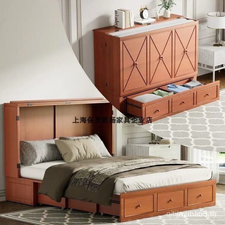 ไม้เนื้อแข็งเตียงพับได้เตียงแบบพับเก็บได้ Murphy เตียงติดผนังตู้เตียงปฏิบัติ Retractable เตียงพื้นที่ขนาดเล็ก Cab