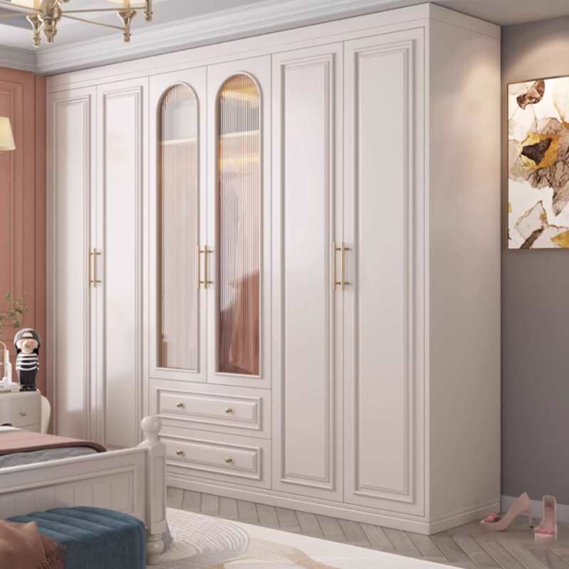 อเมริกันตู้เสื้อผ้าไม้เนื้อแข็งทั้งหมดห้องนอนที่เรียบง่ายตู้เสื้อผ้าขนาดใหญ่แสงสีขาวหรูหราเชอร์รี่ไม้ตู้เก็บของฝรั่งเศส