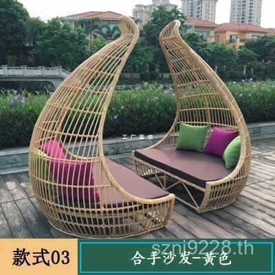 B B โซฟา B B กันน้าโรงแรม Big Round Birdcage Vacation Birds Nest หวายกลางแจ้ง Creative Garden Bed Courtyard หวาย L8GE