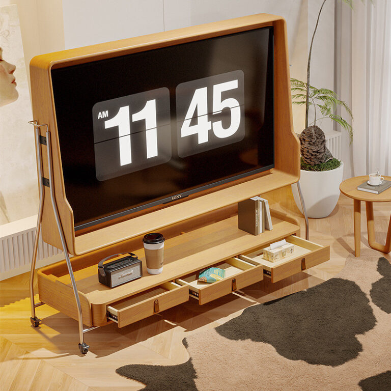 ที่ทันสมัยเรียบง่ายทีวียืนไม้เนื้อแข็งพาร์ทเมนท์ขนาดเล็กห้องนั่งเล่นห้องนอนย้อนยุคชั้นสูงฟุตที่สามารถเคลื่อนย้ายตู้ทีวี