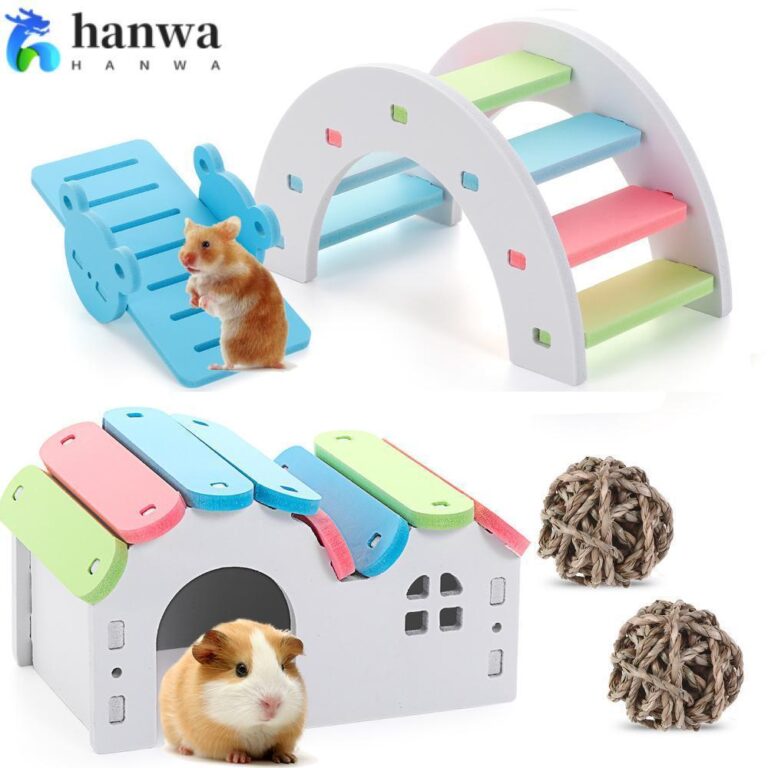 ฮันวะสายรุ้งหนูแฮมสเตอร์ของเล่นออกกาลังกายสัตว์เล็กสัตว์เลี้ยงฟันเคี้ยวของเล่นไม้