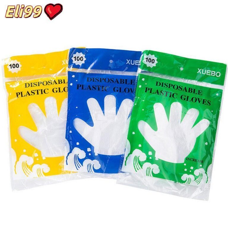 ถุงมือพลาสติกแบบใช้แล้วทิ้งสำหรับการแปรรูปอาหารในร้านอาหาร100ชิ้น