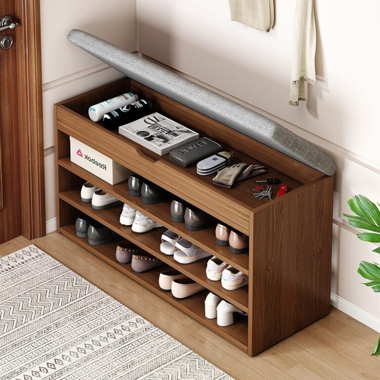 รองเท้าเปลี่ยนอุจจาระประตูครัวเรือนสามารถนั่งตู้รองเท้าเข้าประตูชั้นวางรองเท้าอุจจาระแบบบูรณาการการจัดเก็บพิเศษแคบเข้าประตูสวมอุจจาระรองเ