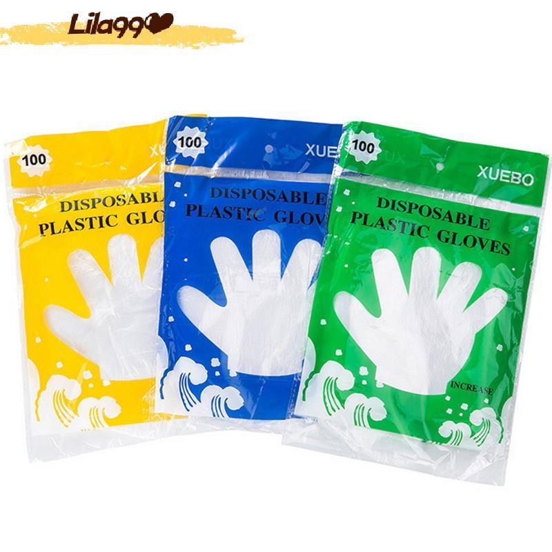ถุงมือพลาสติกแบบใช้แล้วทิ้งสำหรับการแปรรูปอาหารในร้านอาหาร100ชิ้น