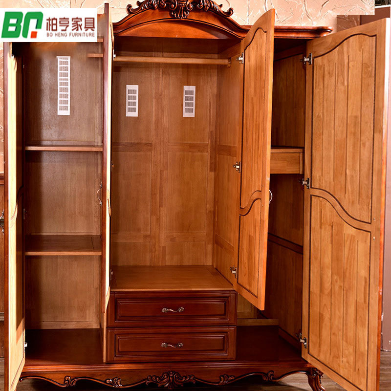 สไตล์ยุโรปไม้เนื้อแข็งอเมริกันสี่ประตูตู้เสื้อผ้าห้องนอนโดยรวมประตูบานเลื่อนตู้เสื้อผ้าระดับไฮเอนด์หรูหรานาเข้า