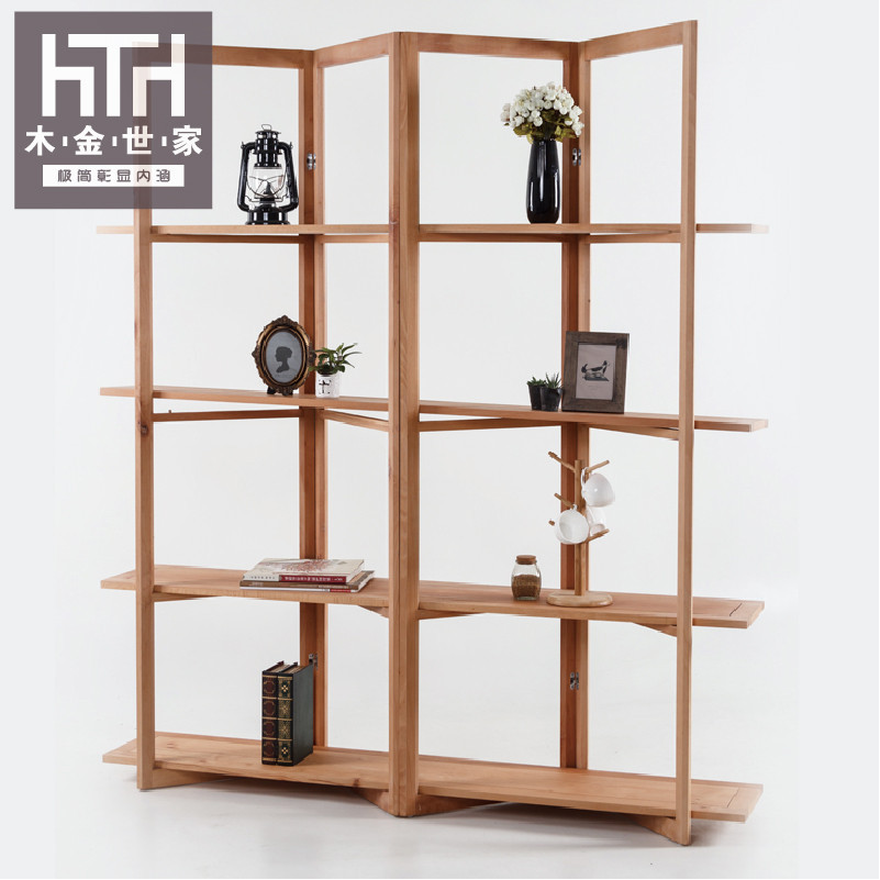 ทางเข้าชั้นวางจอแสดงผลการจัดเก็บหน้าจอนอร์ดิกที่ทันสมัยพับพาร์ทิชันชั้นวางหนังสือไม้เนื้อแข็งที่เรียบง่ายญี่ปุ่นเข้าสู่ระบบ