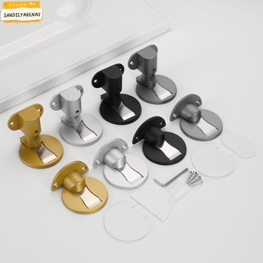 SANDIEYAGENAU มือจับประตู กาวสังกะสีอัลลอยด์ประตูหยุด ที่มองไม่เห็น Anticollision สกรู Mount กันชนประตู Home