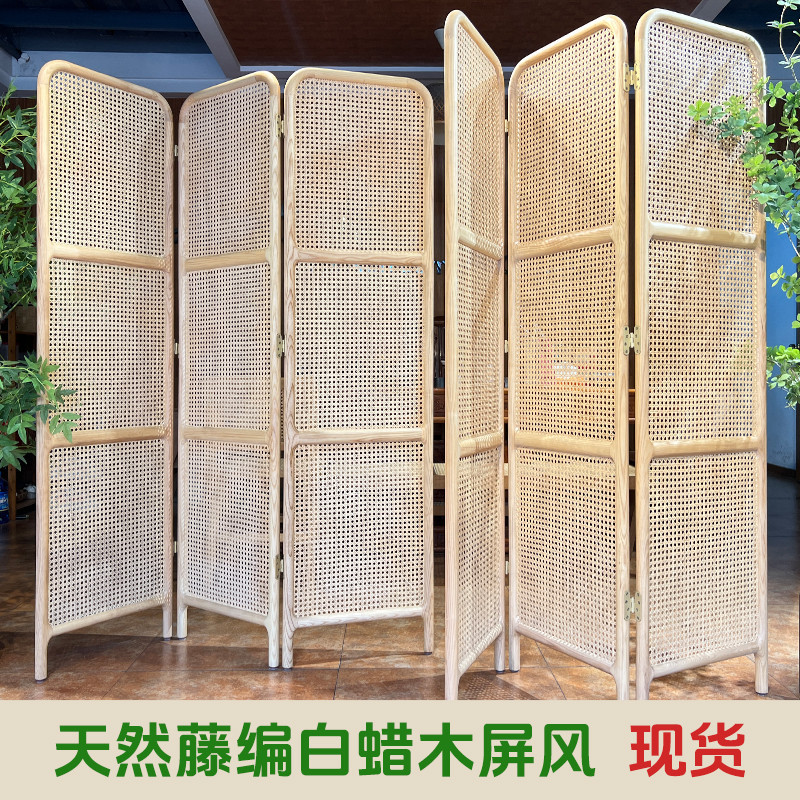 หน้าจอหวายหน้าจอหวายพาร์ทิชันที่ทันสมัยเรียบง่ายในครัวเรือนห้องนั่งเล่นห้องชาสไตล์ญี่ปุ่นไม้เนื้อแข็งสานักงานพับ