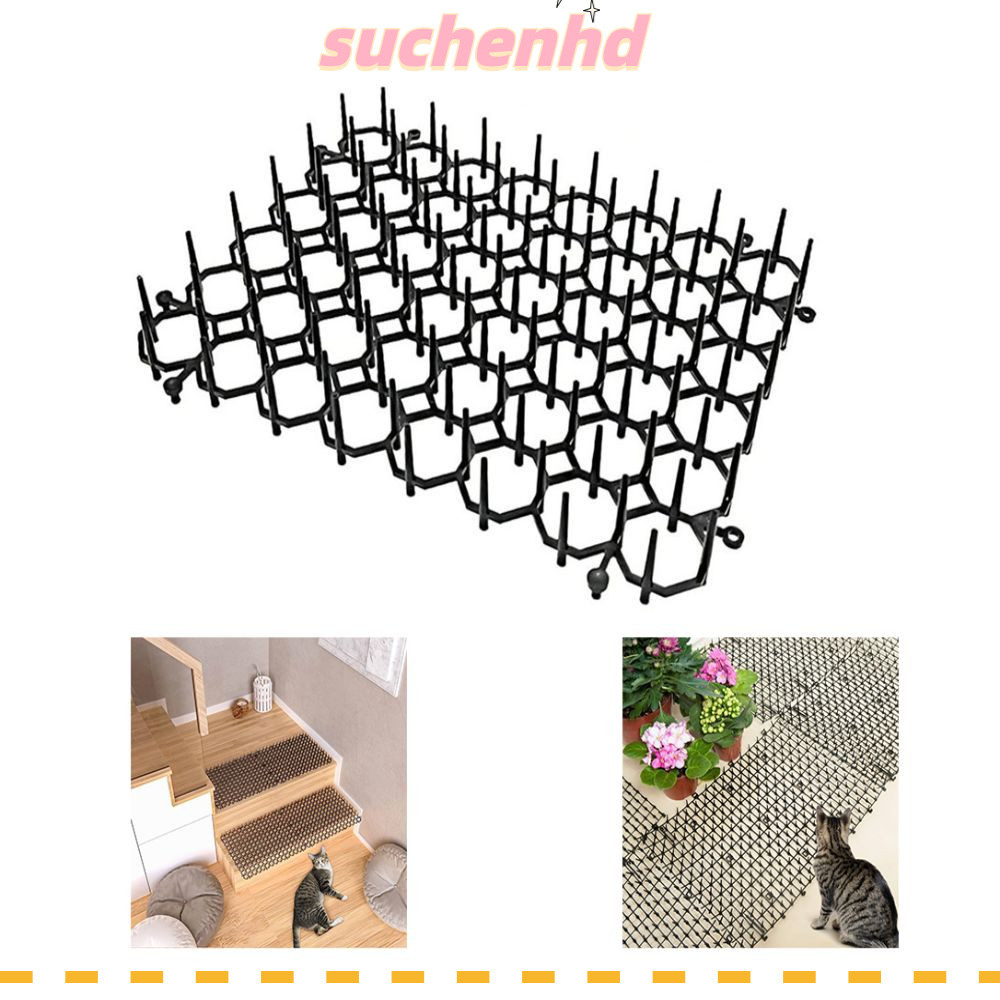 SUCHENHD เสื่อป้องกันการปีนเขาสาหรับสัตว์เลี้ยง สามารถซ้อนเสื่อไล่แมว Prick นุ่ม ไม่มี Harm Plastic Grid Catproof Mat ในร่มและกลางแจ้ง