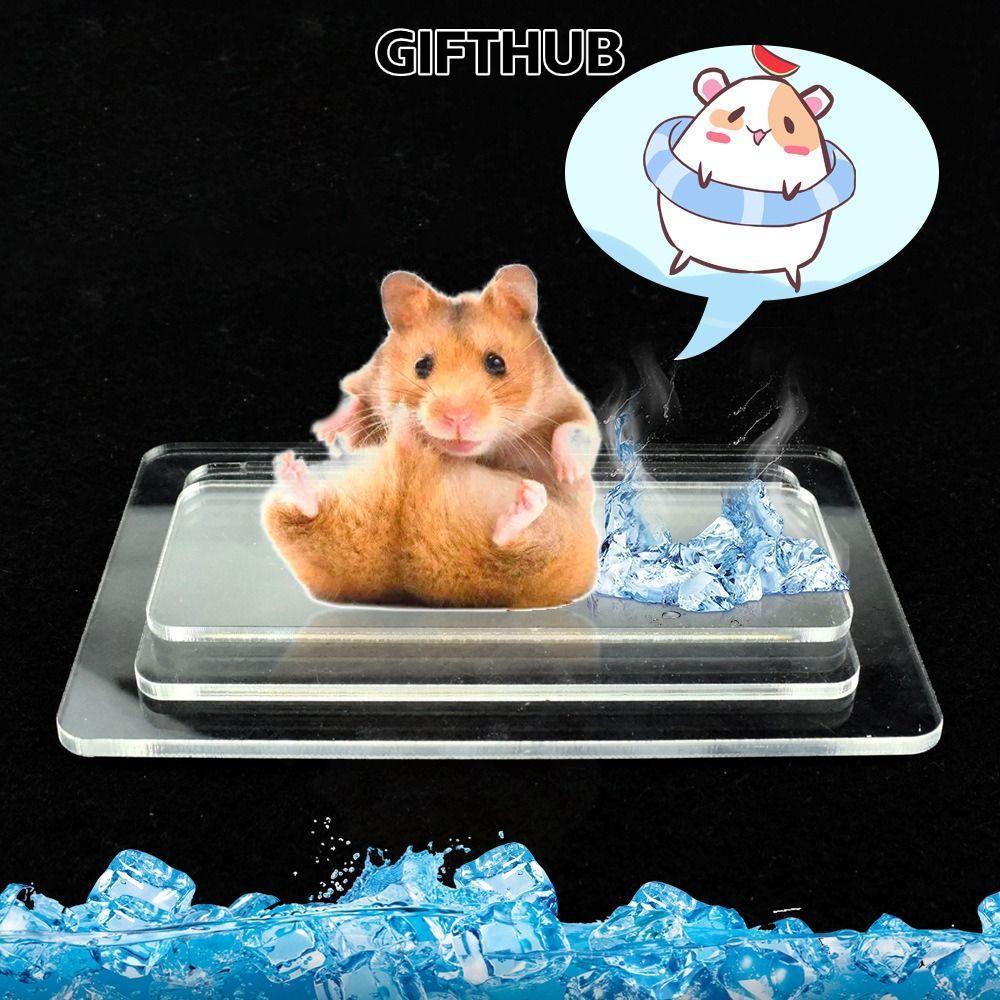 GIFTHUB ของขวัญฮับ แผ่นทาความเย็นสาหรับสัตว์เลี้ยง แผ่นทาความเย็นหนูแฮมสเตอร์เงินอลูมิเนียมพลาสติก อุปกรณ์กระต่ายหนูแฮมสเตอร์ แผ่นน้าแข็งสัตว์เลี้ยงเย็