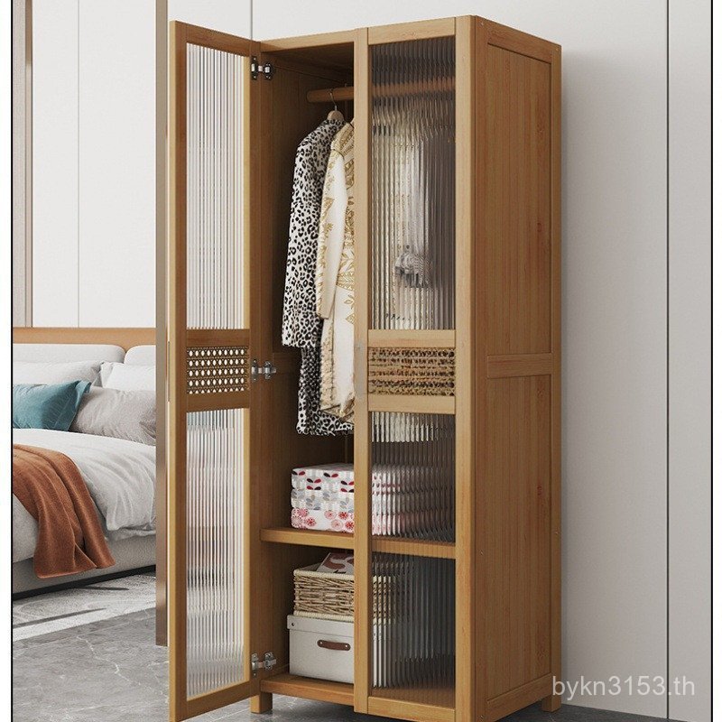 ประกอบหอพักตู้เสื้อผ้าที่ใช้ในครัวเรือนห้องเช่าที่เรียบง่ายที่แข็งแกร่งประหยัดทนทานตู้เสื้อผ้าการจัดเก็บห้องนอนแขวนไม้เนื้อแข็ง เปโอ5