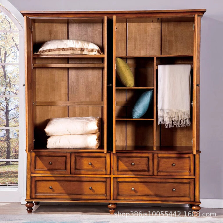 อเมริกันไม้เนื้อแข็งตู้เสื้อผ้าไม้เนื้อแข็งย้อนยุคครัวเรือนห้องนอนการจัดเก็บคู่สามสี่ประตูลิ้นชักตู้เสื้อผ้าเสร็จเฟอร์นิเจอร์ฝรั่งเศส