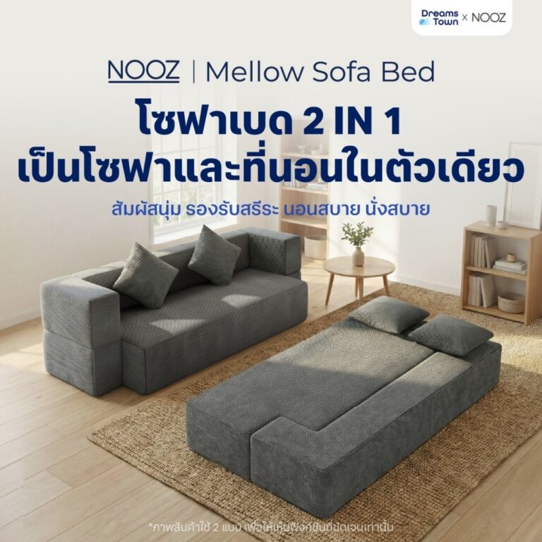 NOOZ Mellow Sofa Bed โซฟาเบด โซฟาปรับนอนได้ แถมฟรี หมอน2ใบ เหมาะกับคนที่มีพื้นที่จำกัด ได้ทั้ง โซฟา ที่นอน ในหลังเดียว