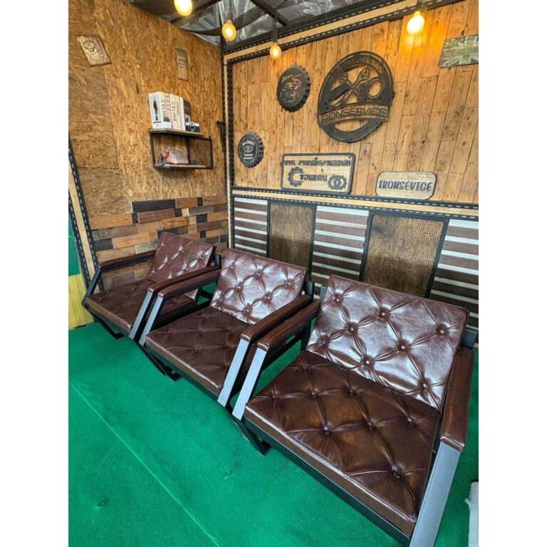 IRONSERVICE โซฟาเบาะ สั้นราคา1ตัวโครงเหล็กกันสนิม ไม้แท้เคลือบเงาใส จัดส่งเร็ว