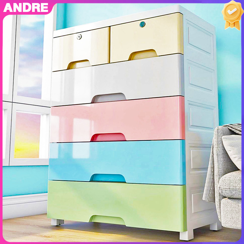 AND ลิ้นชัก ลิ้นชักใส่เสื้อผ้า หลากหลายชั้น ลิ้นชักใส่ของ สีสลับ มีล้อ ล็อคได้