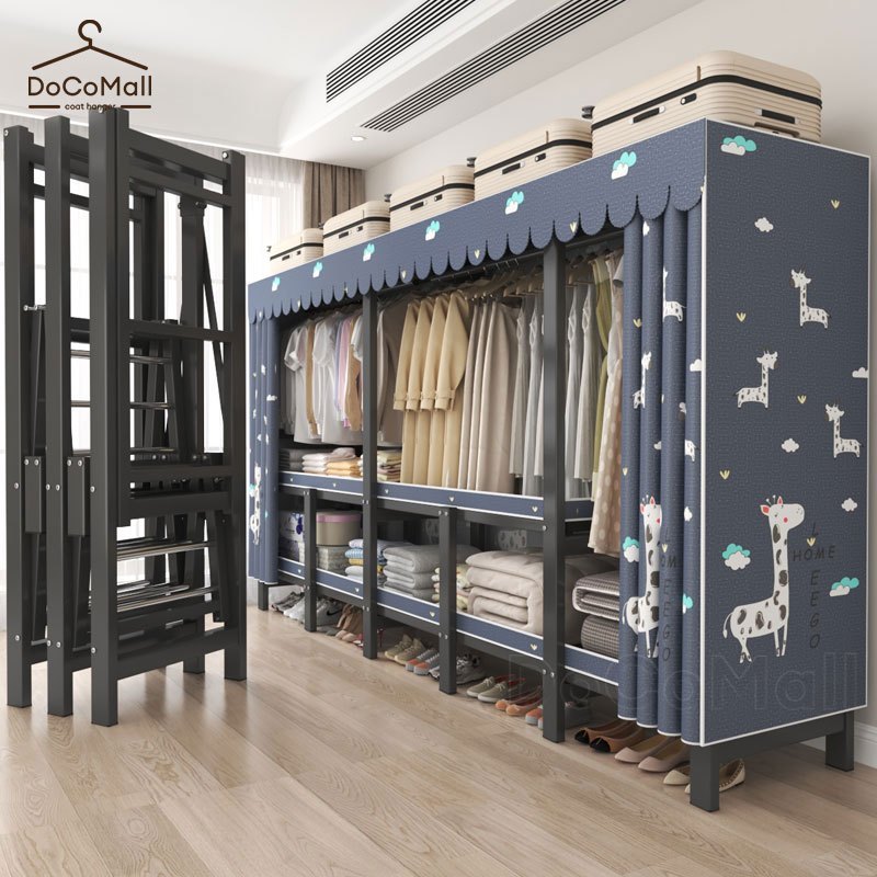 ไม่ต้องติดตั้งตู้เสื้อผ้า ตู้เสื้อผ้าผ้า โครงพับเก็บ รับน้ำหนักได้ 750กก แข็งแรงทนทาน ตู้เสื้อผ้าเด็ก ความจุขนาดใหญ่
