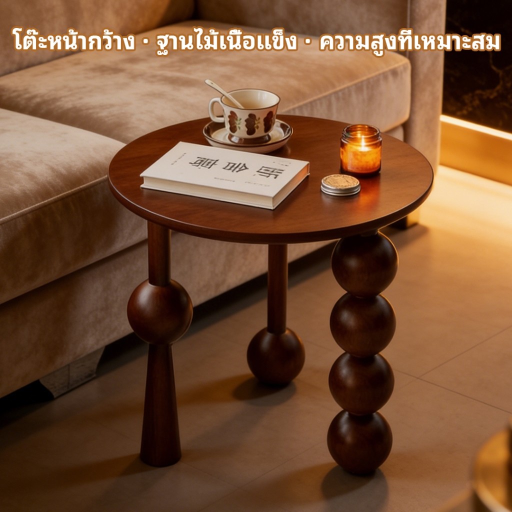 โต๊ะกลางไม้จริง สไตล์ยุโรป วินเทจ โต๊ะกาแฟห้องนั่งเล่น ดีไซน์หรู แข็งแรง ทนทาน