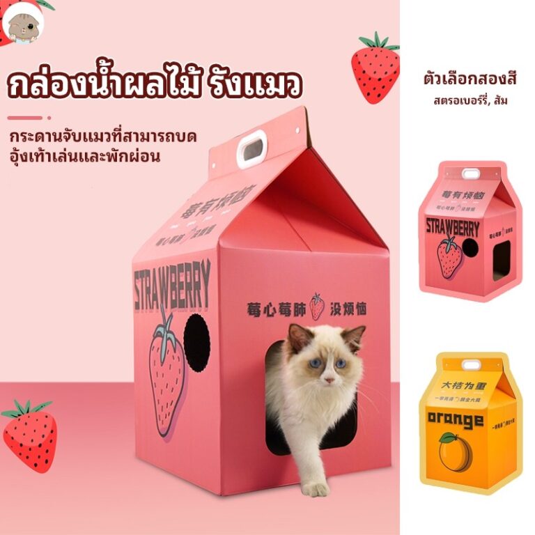 บ้านแมว พร้อมแผ่นกันฝน บ้านแมวน่ารัก บ้านลับเล็บแมว กล่องลับเล็บ บ้านแมว เตียงแมว