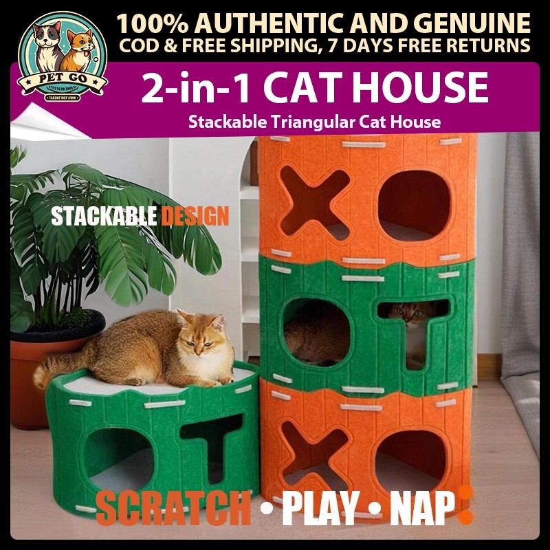 สักหลาดบ้านแมวที่มีรูซ้อนได้แมวปราสาทบ้านมุมออกแบบคอนโดแมวแข็งแรงสี่ฤดูกาลพับประหยัดพื้นที่