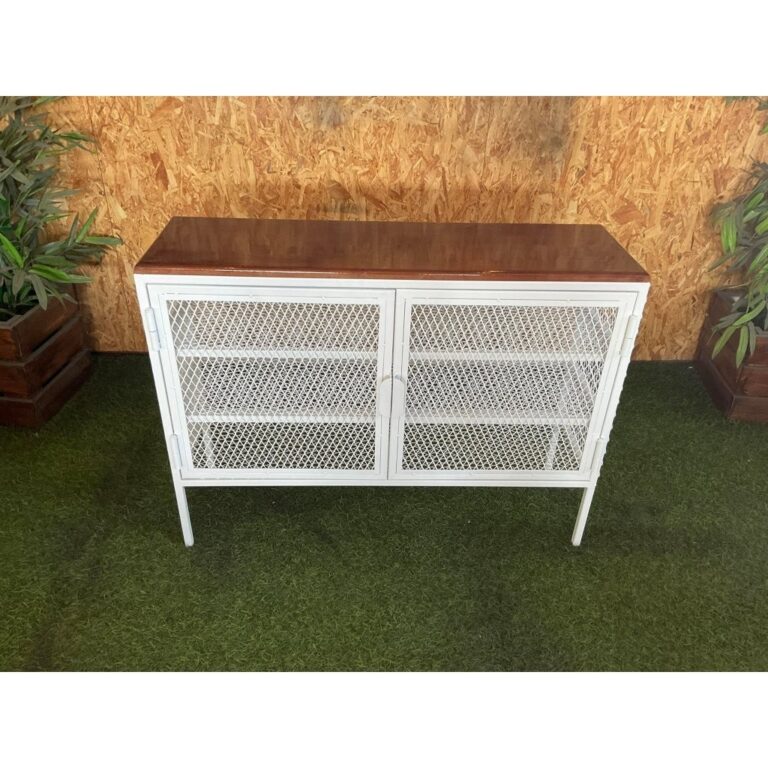 IRONSERVICE ชั้นวางของ 4 ชั้น บานพับ เฟอร์นิเจอร์โครงเหล็กกันสนิมไม้แท้เคลือบเงาใสจัดส่งเร็ว