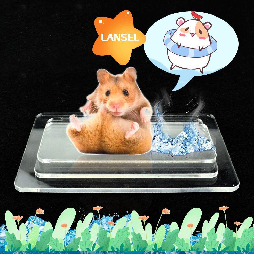 แลนเซล แผ่นทาความเย็นหนูแฮมสเตอร์ แผ่นทาความเย็นสัตว์เลี้ยงเงินอลูมิเนียมพลาสติก อุปกรณ์กระต่ายหนูแฮมสเตอร์ แผ่นน้าแข็งสัตว์เลี้ยงเย็