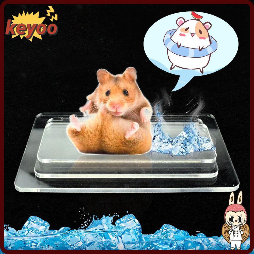 คีย์คูล กระดานทาความเย็นสาหรับสัตว์เลี้ยง แผ่นทาความเย็นหนูแฮมสเตอร์เย็นอลูมิเนียมพลาสติก อุปกรณ์กระต่ายหนูแฮมสเตอร์สีเงินแผ่นน้าแข็งสัตว์เลี