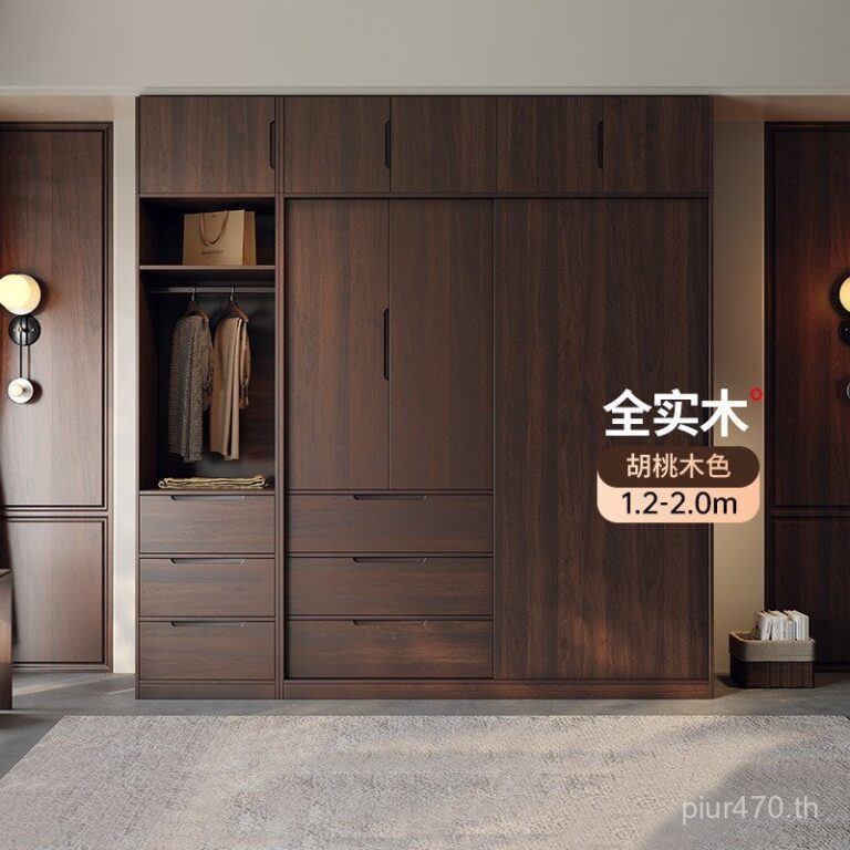 วอลนัทสีดาแสงหรูหราสีไม้เนื้อแข็งทั้งหมดที่ทันสมัยเรียบง่ายแหล่งที่มาการจัดเก็บนอร์ดิกความจุขนาดใหญ่โอ๊คโทห้องนอนตู้เสื้อผ้าห้องนอน อืม3ม