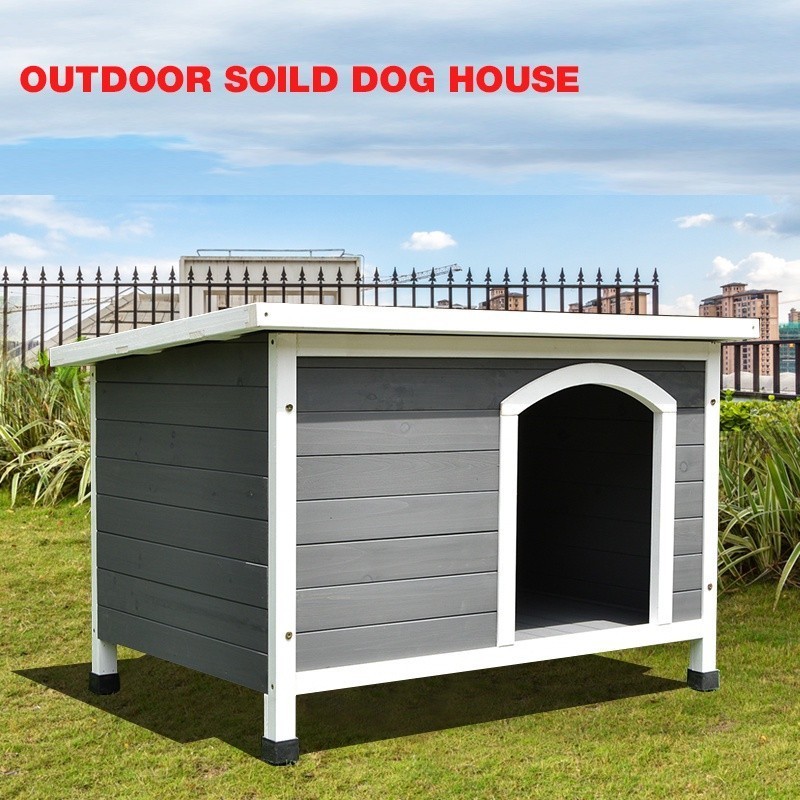 บ้านสุนัขกรงสัตว์เลี้ยงกลางแจ้งที่ทำจากไม้เนื้อแข็ง กรงสัตว์เลี้ยงกันฝนและป้องกันการกัดกร่อน