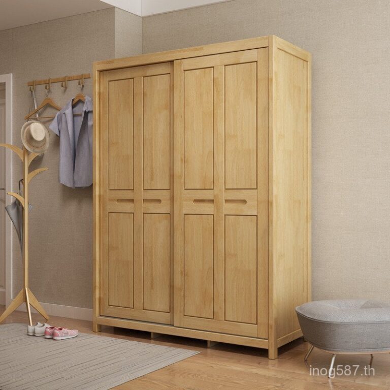 ตู้เสื้อผ้าผู้ผลิตตู้เสื้อผ้าเฟอร์นิเจอร์สร้างสรรค์นอร์ดิกตู้เสื้อผ้าจ18ยางไม้ที่เรียบง่ายเข้าสู่ระบบสองประตูทั้งหมดไม้เนื้อแข็งเลื่อน คิวเคห์