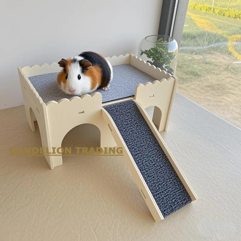 DANDELIONSturdy ไม้หนูแฮมสเตอร์ Nest MultiLevel Hideout House พร้อมบันได Hamster Nest Habitat สาหรับหนูแฮมสเตอร์กระต่ายชินชิล่า