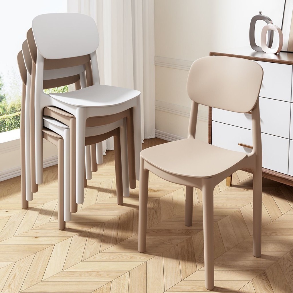 DERALE เก้าอี้พลาสติก เก้าอี้กินข้าว เก้าอี้ เก้าอี้พลาสติกมีพนักพิง ไม่ต้องต่อประกอบ รับน้ำหนักได้ 200kg วางซ้อนกันได้