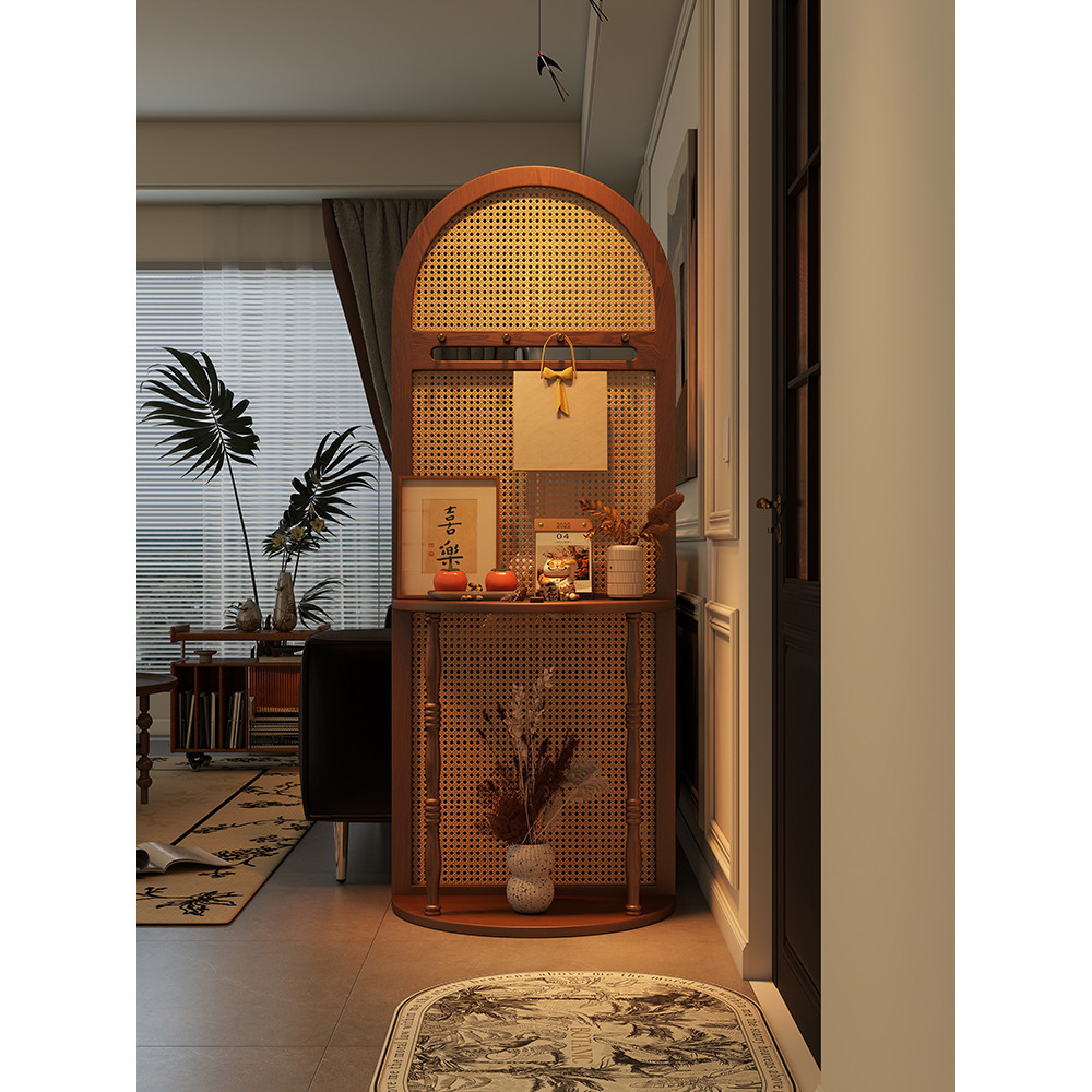 สิ่งของ ชั้นวางห้องนั่งเล่นบล็อกหน้าจอทางเข้าไม้เนื้อแข็งครัวเรือนหน้าจอพาร์ทิชันที่นั่งยุคกลางหน้าจอมัลติฟังก์ชั่หวายทอ