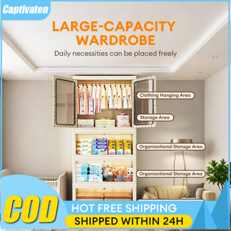 COD ตู้เก็บของพับได้ ตู้เสื้อผ้าเด็ก ตู้เสื้อผ้าพลาสติกแบบเรียบง่าย ตู้เสื้อผ้าพลาสติกแบบพับได้