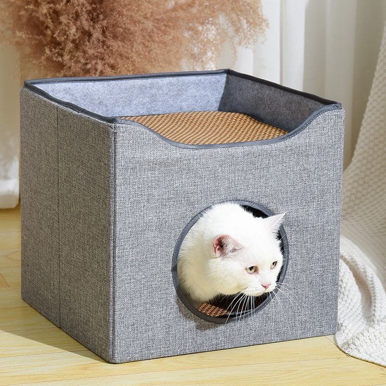 ครอกแมวบันไดสัตว์เลี้ยงพับล้อมรอบอย่างเต็มที่ครอกสัตว์เลี้ยงรอบหลายชั้นสี่ฤดูกาลสากลขนาดใหญ่ที่ถอดออกได้และล้างทาความสะอาดได้แมวบ้าน