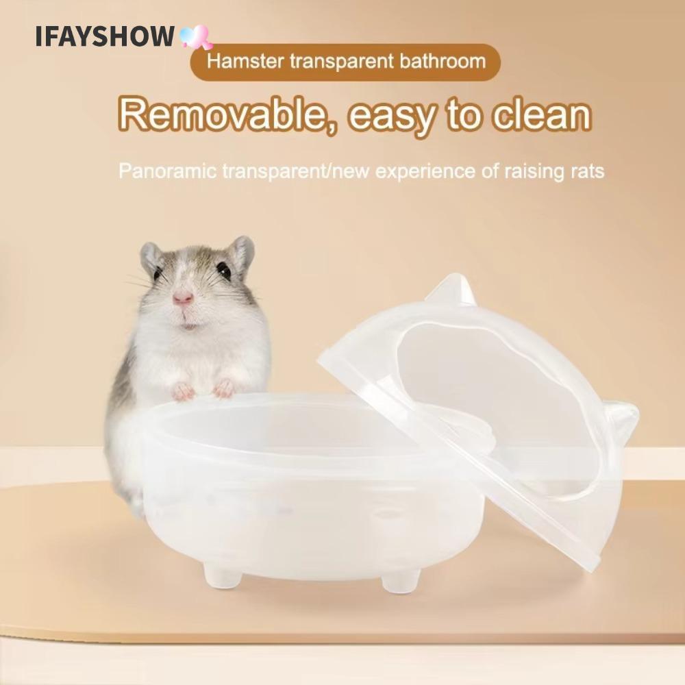 IFAYSHOW อ่างอาบน้าหนูแฮมสเตอร์ ห้องน้าหนูแฮมสเตอร์ป้องกันการรั่วไหลแบบกันน้ากระเซ็น ที่ถอดออกได้โปร่งใสความจุขนาดใหญ่สัตว์เล็ก Sandbox อุปกรณ์สาหรับสัตว์เลี้ยง