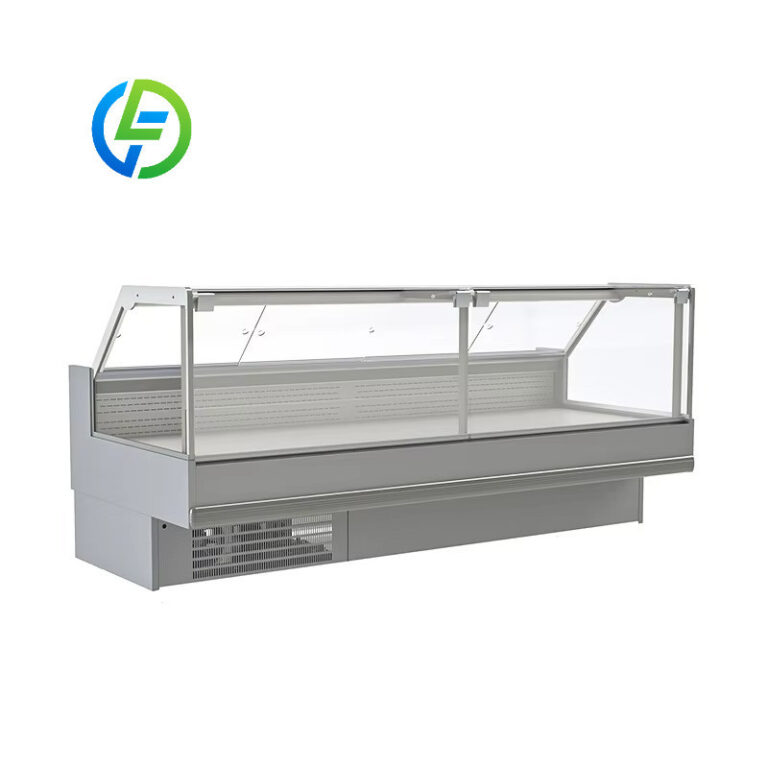 ตู้แช่เย็นโชว์เนื้อสดแบบกำหนดเองสำหรับซูเปอร์มาร์เก็ต พร้อมกระจกแบบเสิร์ฟ