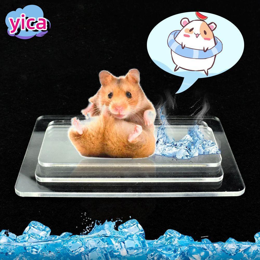 กระดานทาความเย็นหนูแฮมสเตอร์ YICA กระดานทาความเย็นสาหรับสัตว์เลี้ยงเย็นสีเงิน อุปกรณ์กระต่ายหนูแฮมสเตอร์พลาสติกอลูมิเนียมแผ่นน้าแข็งสัตว์เลี้ยง