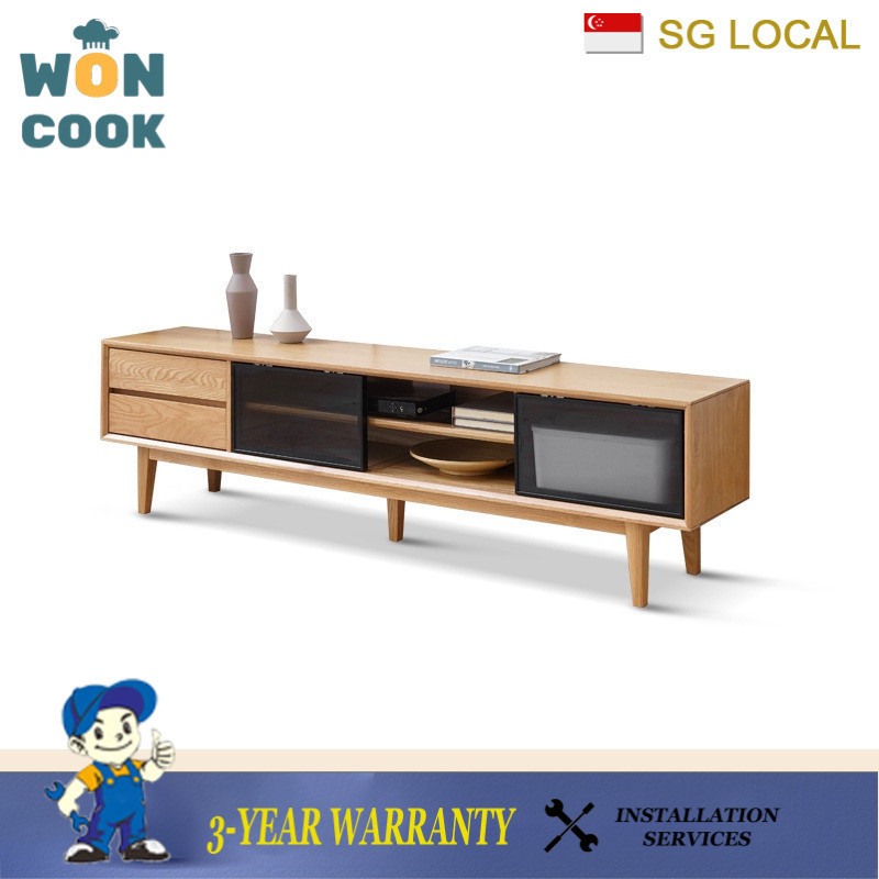 Preorder WON BBH Tv wrp ตู้ 2021 ภาษาไม้ Solid Tv Modern Simple Oak Lockers ห้องนั่งเล่นผนังพื้นมัลติฟังก์ชั่นพร้อมที่เก็บ Light Luxury Star