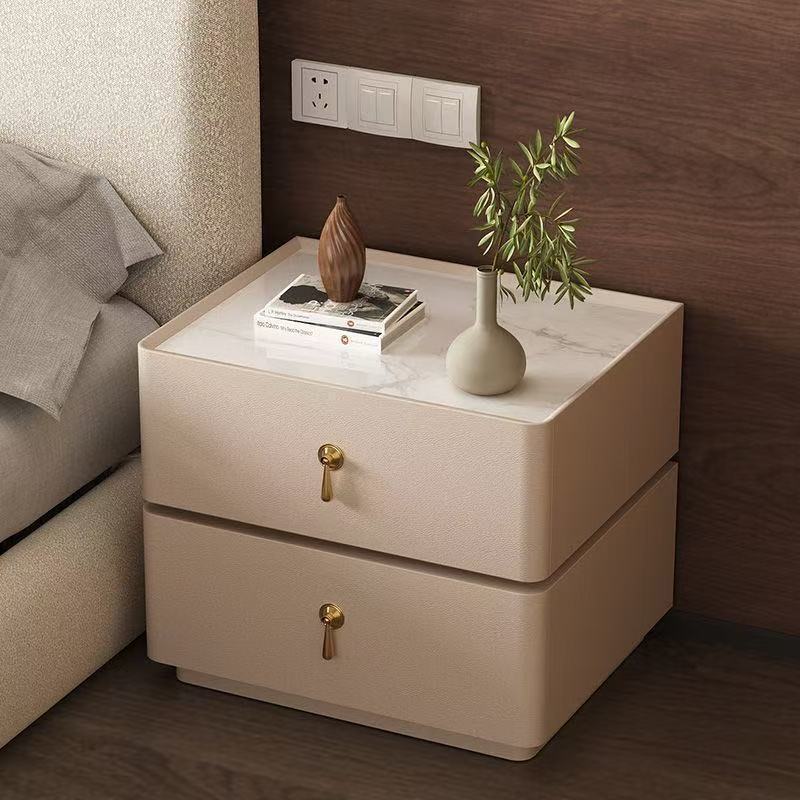 โต๊ะข้างเตียงไม้จริงสุดหรูสไตล์อิตาลี ตู้เก็บของข้างเตียงสไตล์โมเดิร์นเรียบง่าย