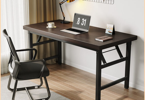 โต๊ะพับ 12010080cm โต๊ะทำงาน ไม่ใช้พื้นที่ โต๊ะทำงาน ขาเหล็ก ไม่จำเป็นต้องประกอบ เปิดและใช้งานDESK