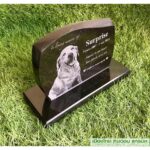 ป้ายเลเซอร์หินแกรนิต สัตว์เลี้ยง เจียรโค้งขัดเงาฐานตั้ง มี 2 ขนาดให้เลือก