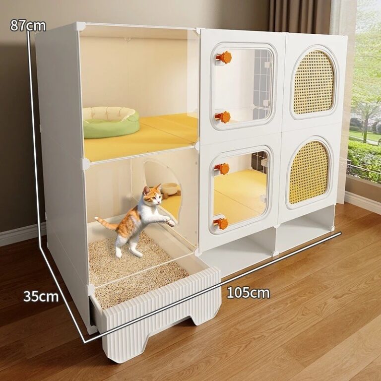วิลล่าแมว กรงแมว บ้านแมว กรงสุนัข วิลล่าแมวพร้อมห้องน้ำ วัสดุเรซินพีพี แข็งแรงและมั่นคง ระบายอากาศดี