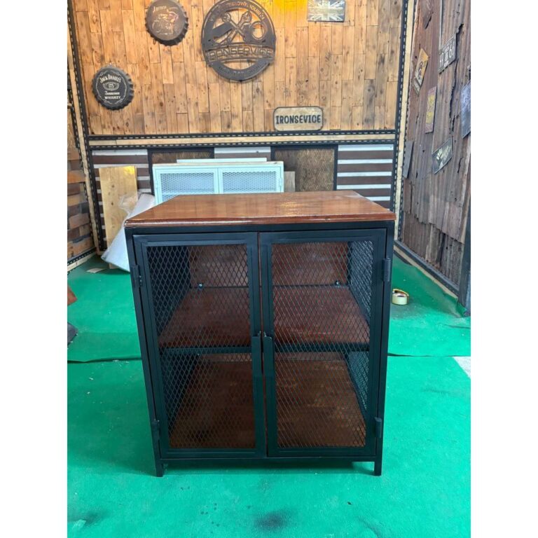 IRONSERVICE ตู้เก็บของ3ชั้นโครงเหล็กกันสนิม ไม้แท้เคลือบเงาใส จัดส่งเร็ว